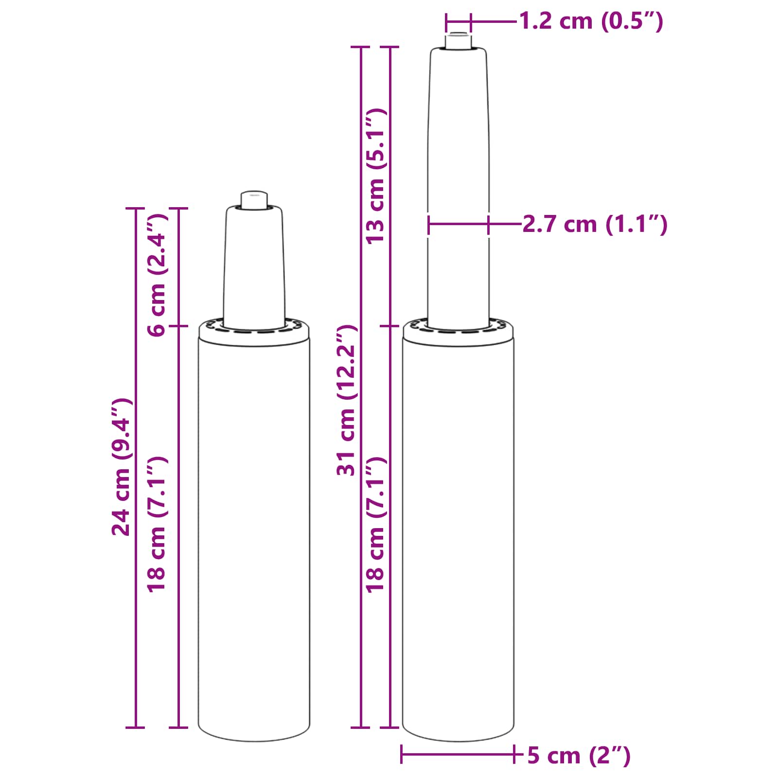 Cilindru de Gaz pentru Scaun de Birou Negru 239-309 mm Fier GartenMobel Dekor