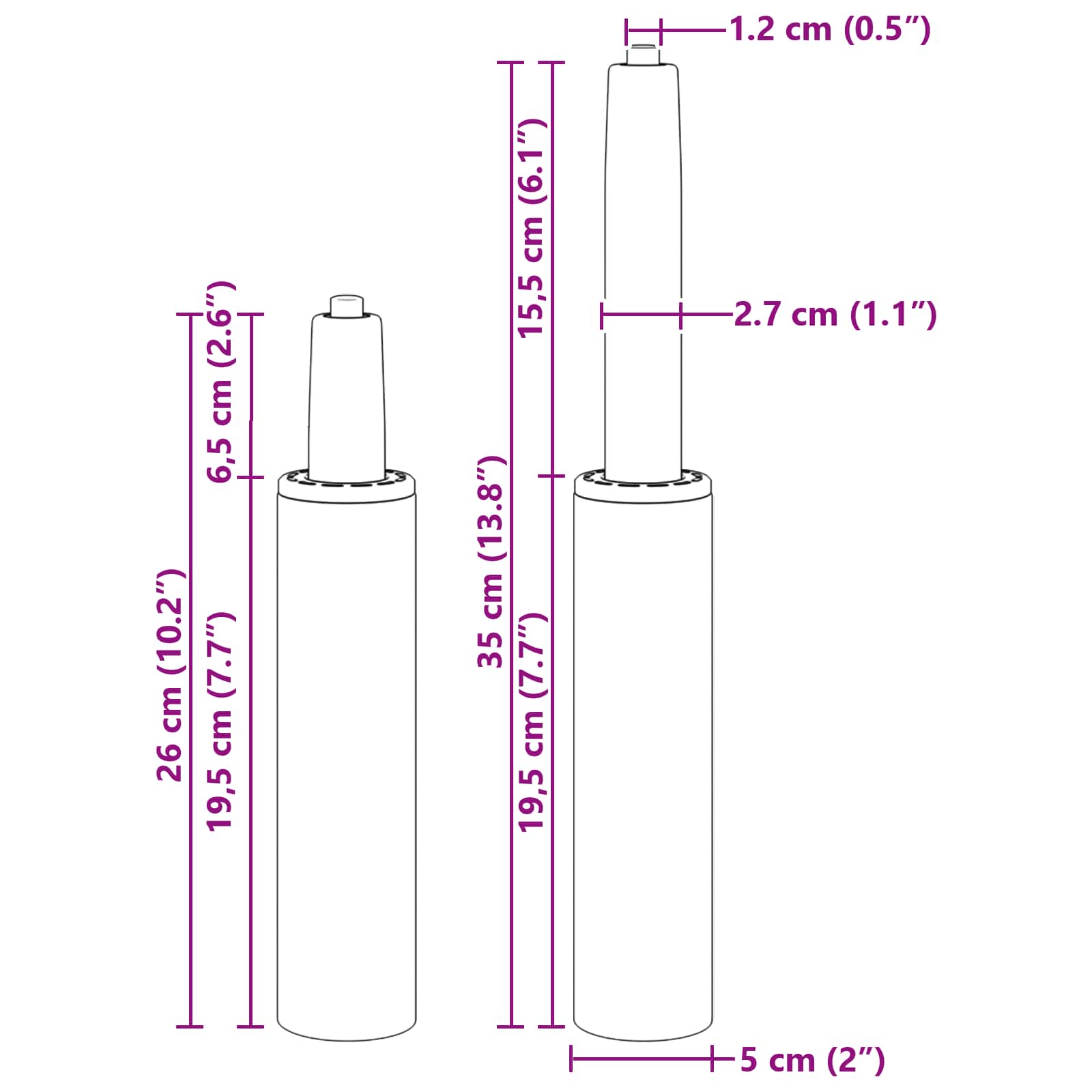 Cilindru de Gaz pentru Scaun de Birou Negru 9 cm Fier GartenMobel Dekor