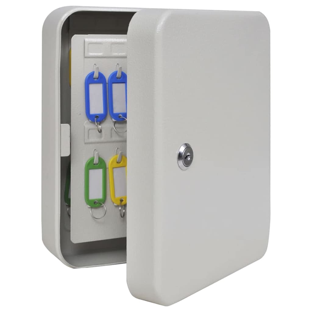 Cutie pentru chei cu blocare Alb 20 x 7.5 x 25 cm Oțel GartenMobel Dekor