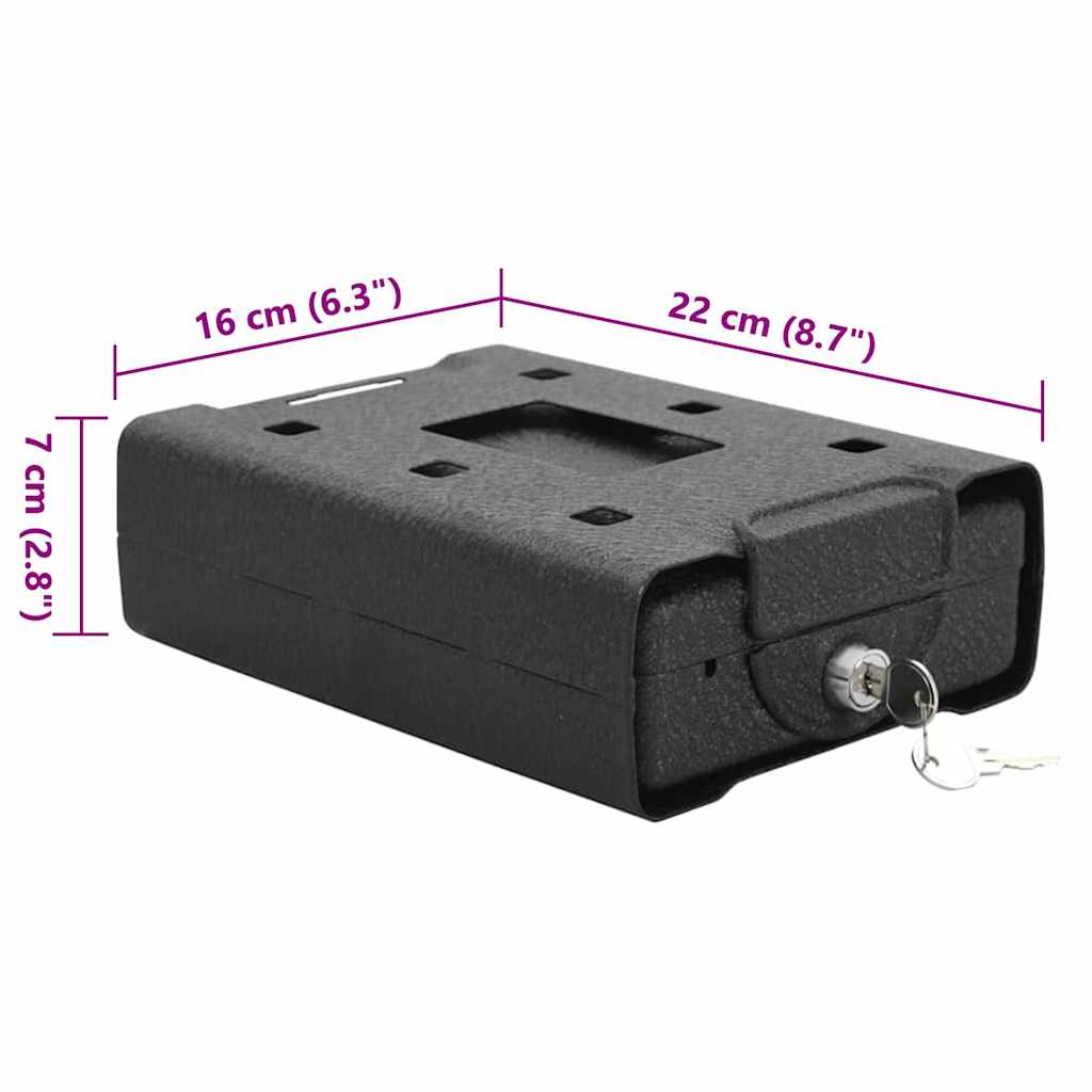 Seif pentru mașină cu blocare Negru 21.8 x 16 x 7 cm Oțel GartenMobel Dekor