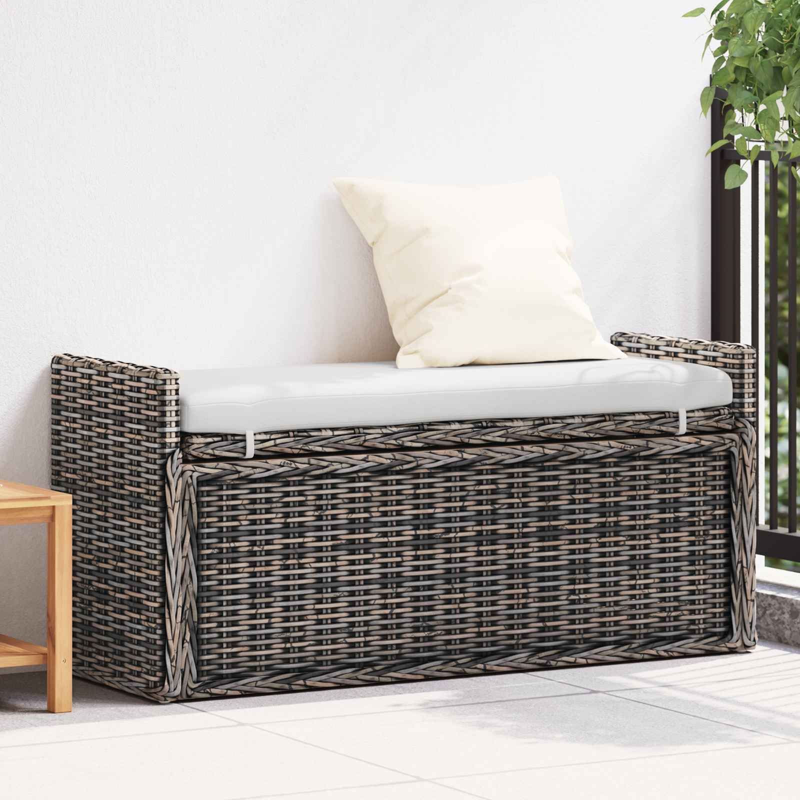 vidaXL Banca cu spatiu de depozitare Negru spalat 110 x 40 x 50 cm GartenMobel Dekor