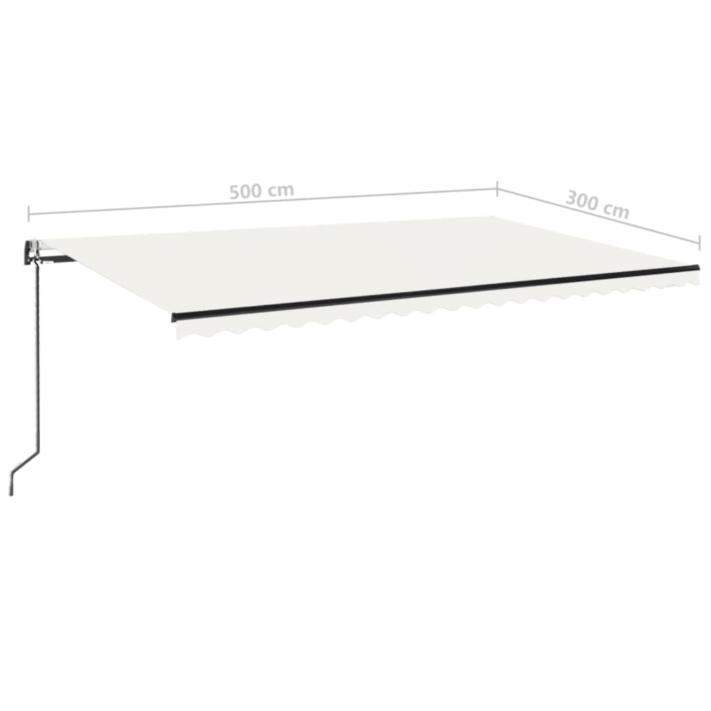 Copertină automată cu senzor vânt & LED, crem, 500x300 cm GartenMobel Dekor