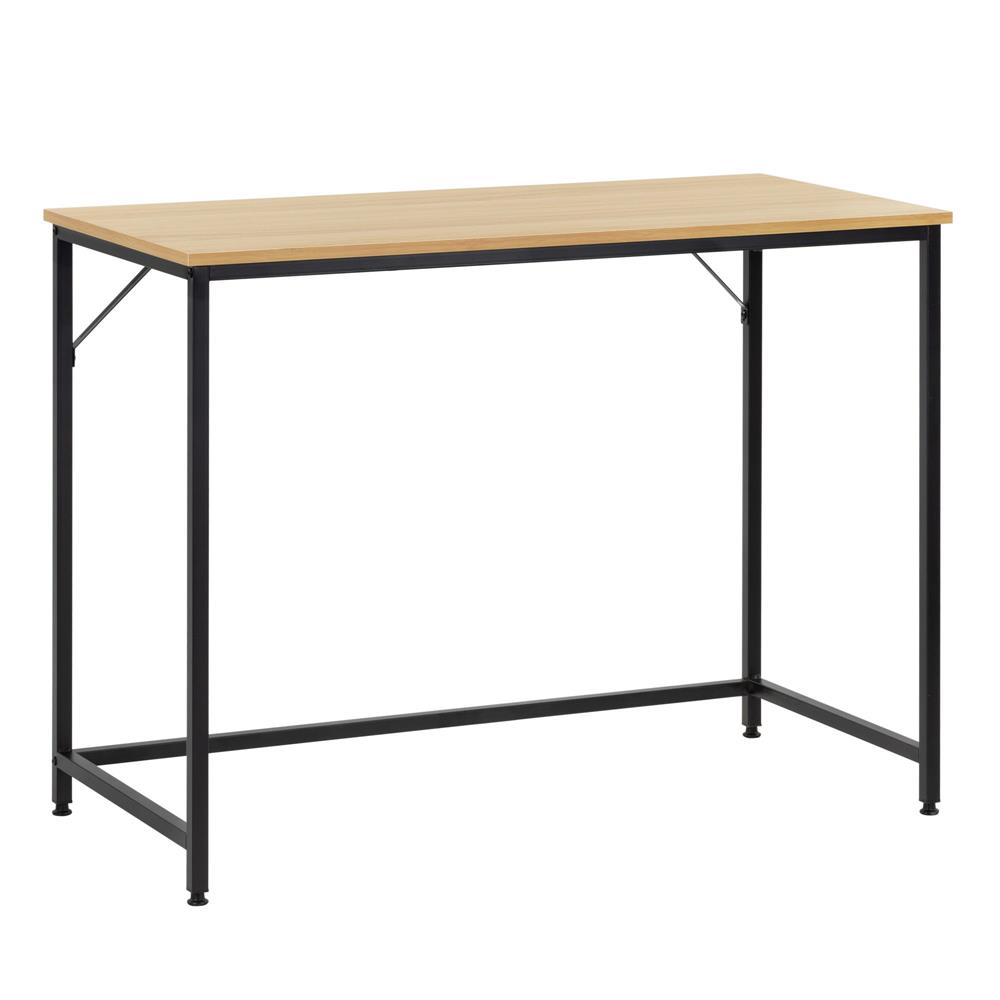 Birou cu blat MDF si cadru metalic, 100x50x76 cm, maro deschis Household NewTrend