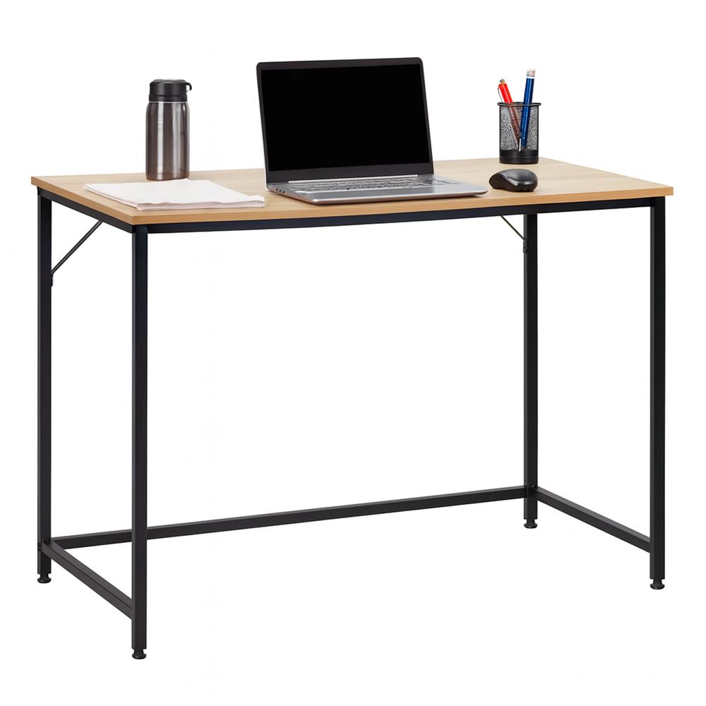 Birou cu blat MDF si cadru metalic, 100x50x76 cm, maro deschis Household NewTrend