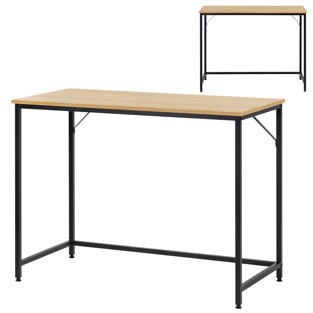 Birou cu blat MDF si cadru metalic, 100x50x76 cm, maro deschis Household NewTrend