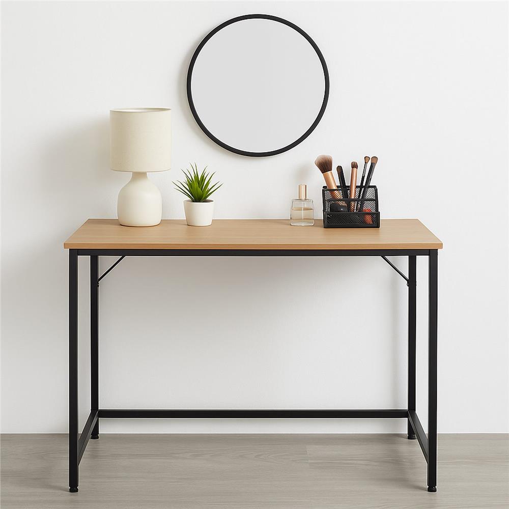 Birou cu blat MDF si cadru metalic, 100x50x76 cm, maro deschis Household NewTrend