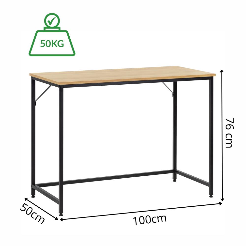 Birou cu blat MDF si cadru metalic, 100x50x76 cm, maro deschis Household NewTrend