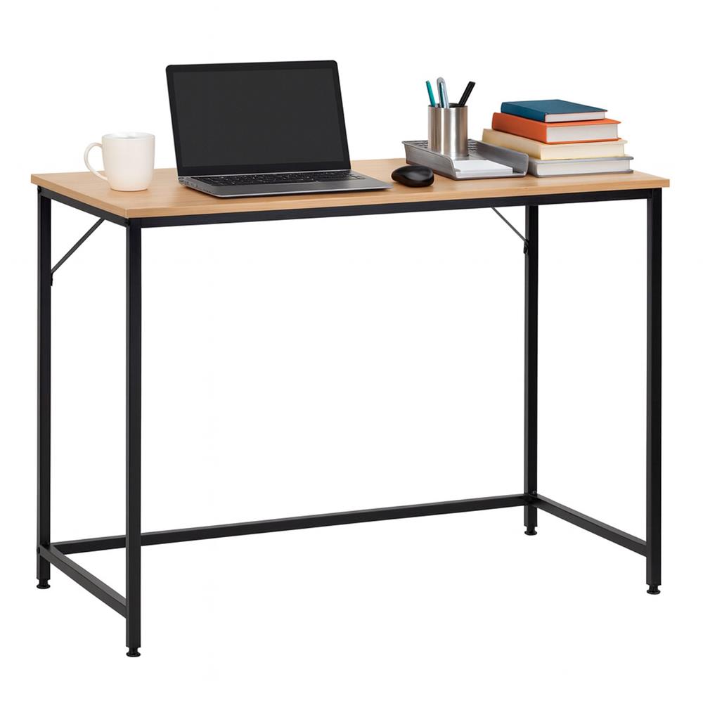 Birou cu blat MDF si cadru metalic, 100x50x76 cm, maro deschis Household NewTrend