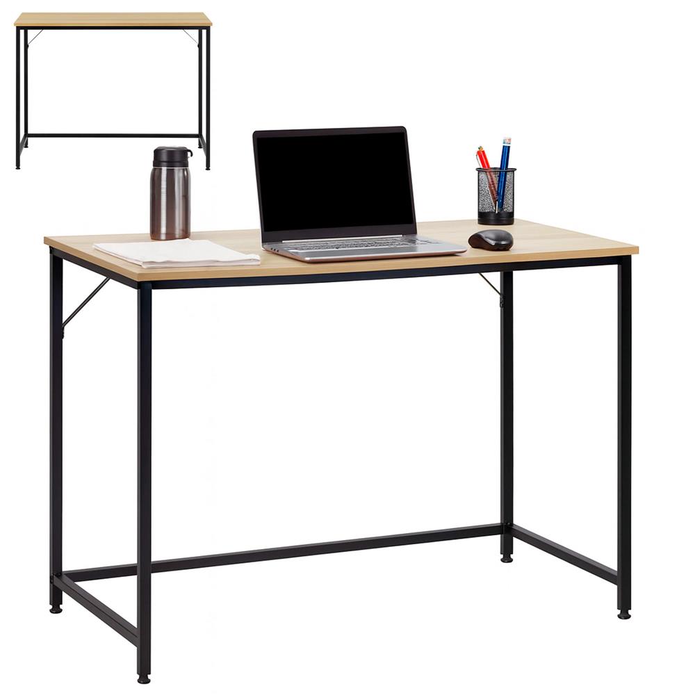 Birou cu blat MDF si cadru metalic, 100x50x76 cm, maro deschis Household NewTrend