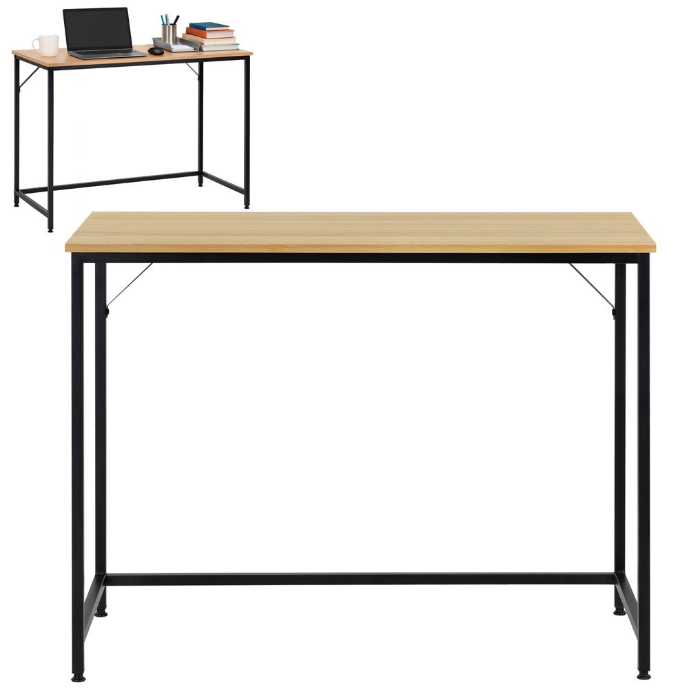 Birou cu blat MDF si cadru metalic, 100x50x76 cm, maro deschis Household NewTrend