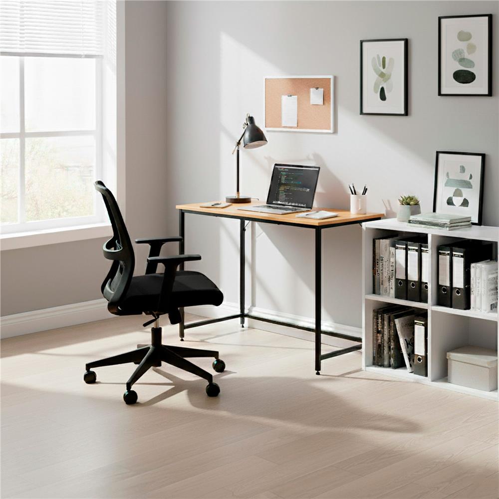 Birou cu blat MDF si cadru metalic, 100x50x76 cm, maro deschis Household NewTrend