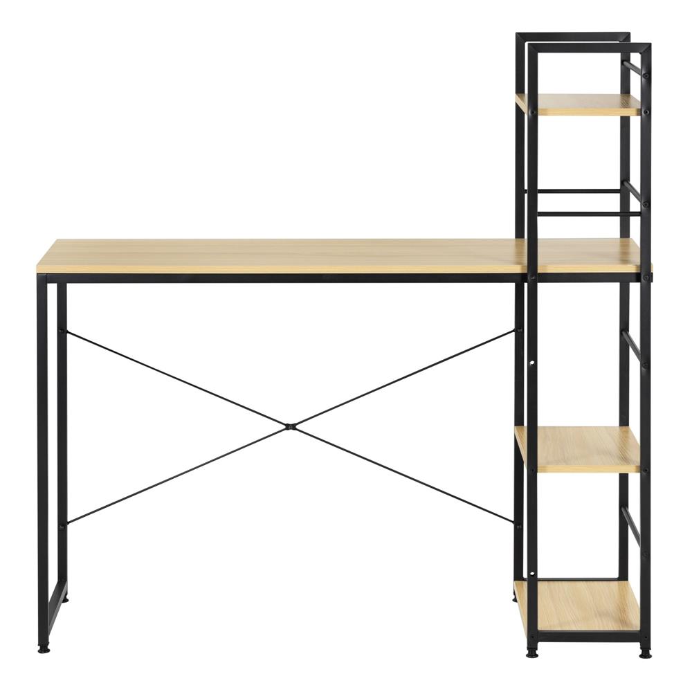 Birou cu blat MDF si rafturi laterale, cadru metalic, 120x48x122 cm, maro deschis Household NewTrend