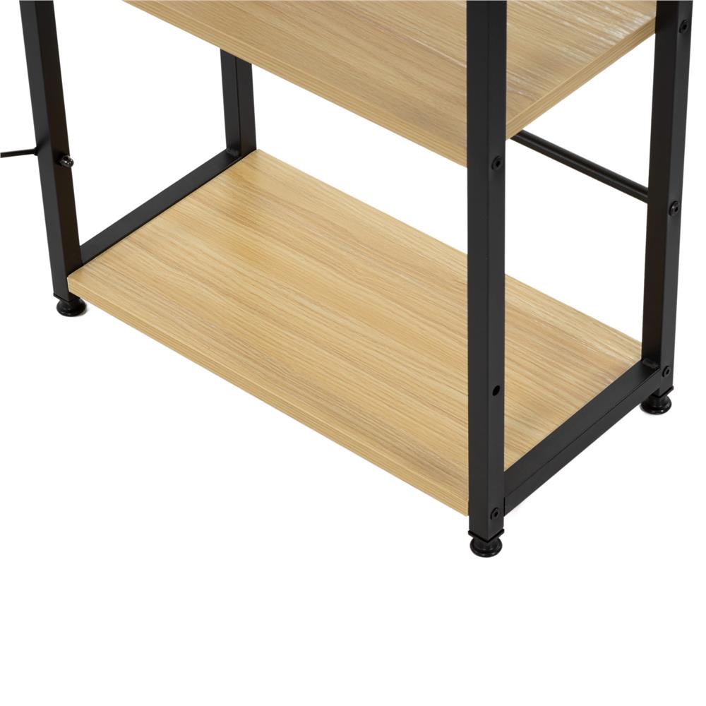 Birou cu blat MDF si rafturi laterale, cadru metalic, 120x48x122 cm, maro deschis Household NewTrend