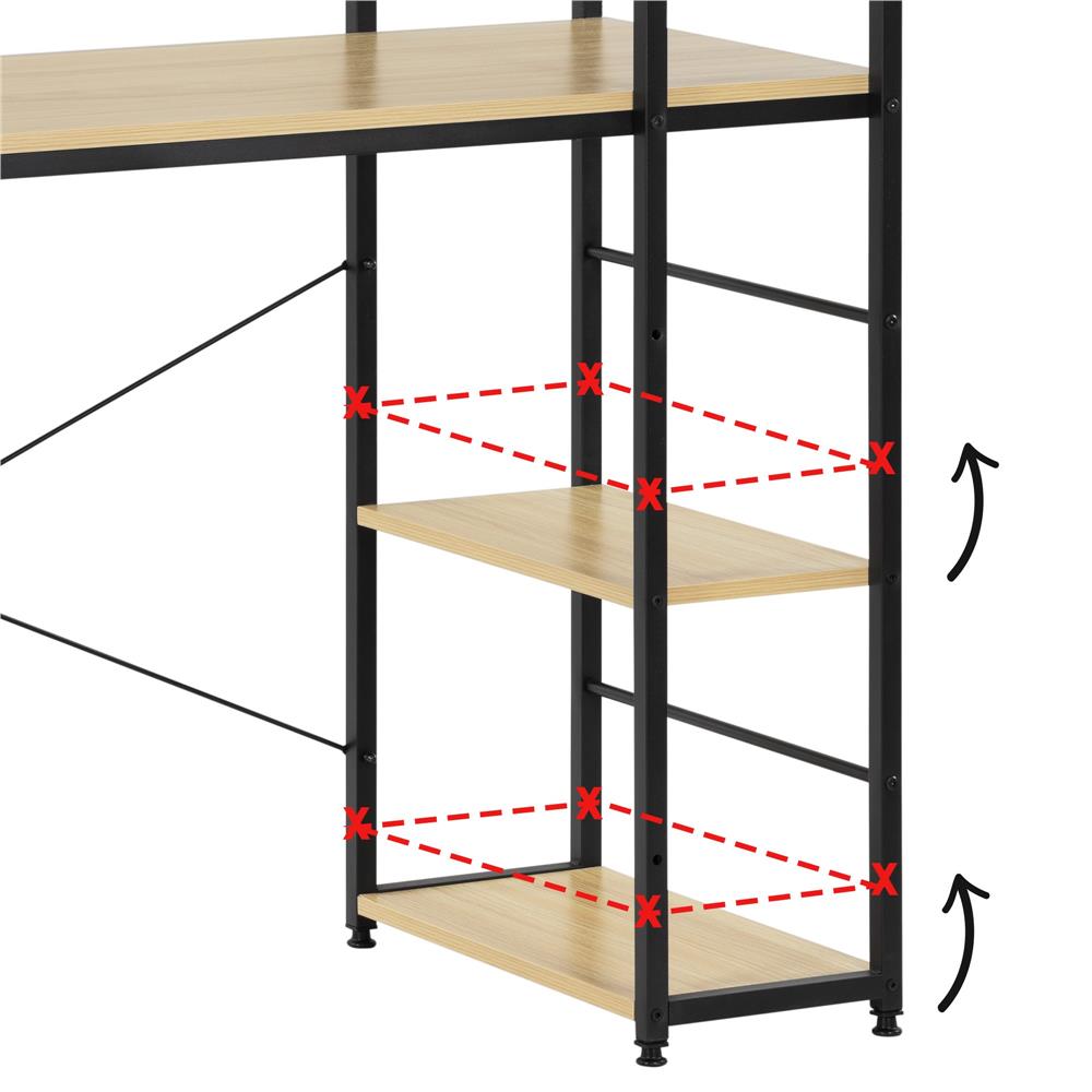 Birou cu blat MDF si rafturi laterale, cadru metalic, 120x48x122 cm, maro deschis Household NewTrend
