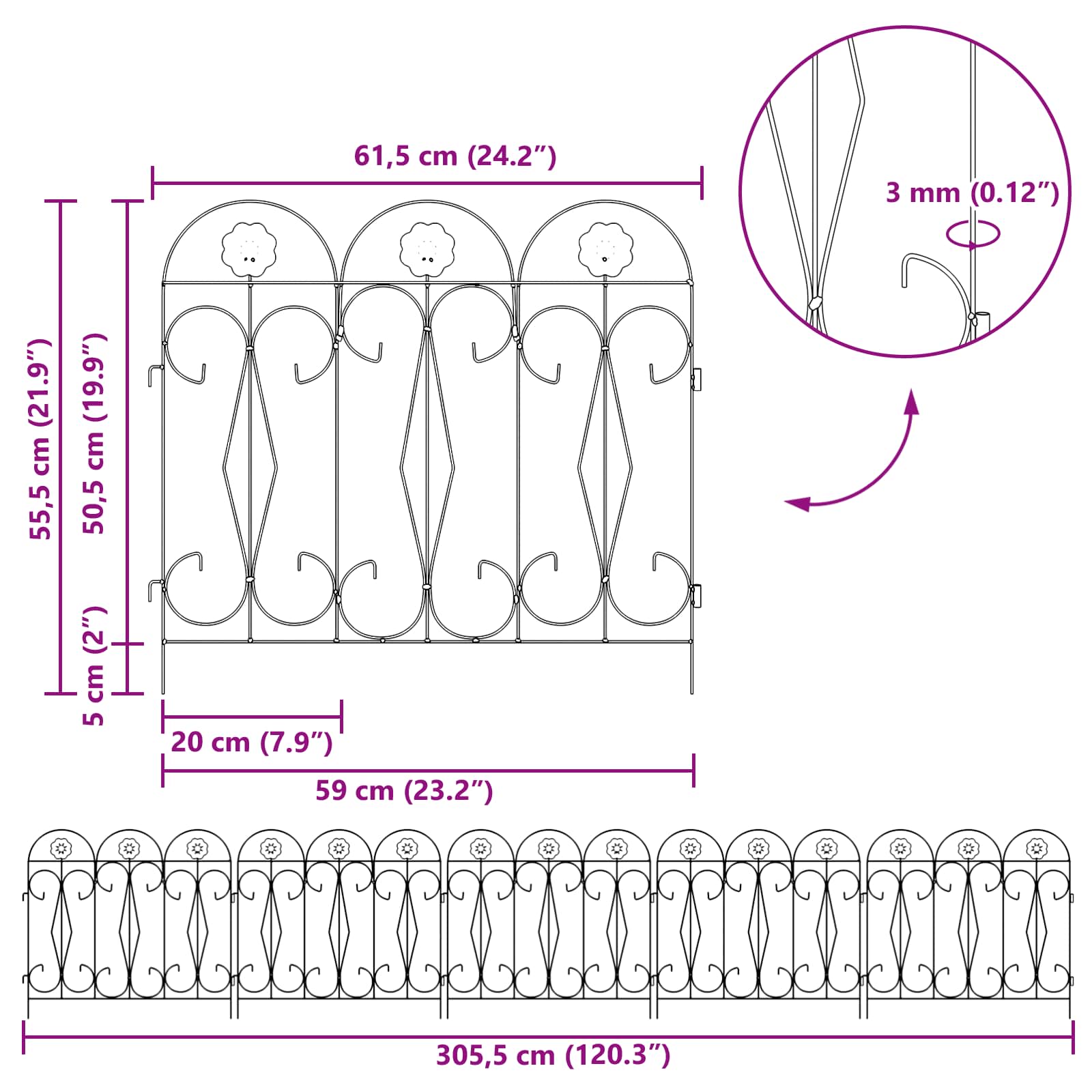 Gard de Grădină Spalier Negru GartenMobel Dekor