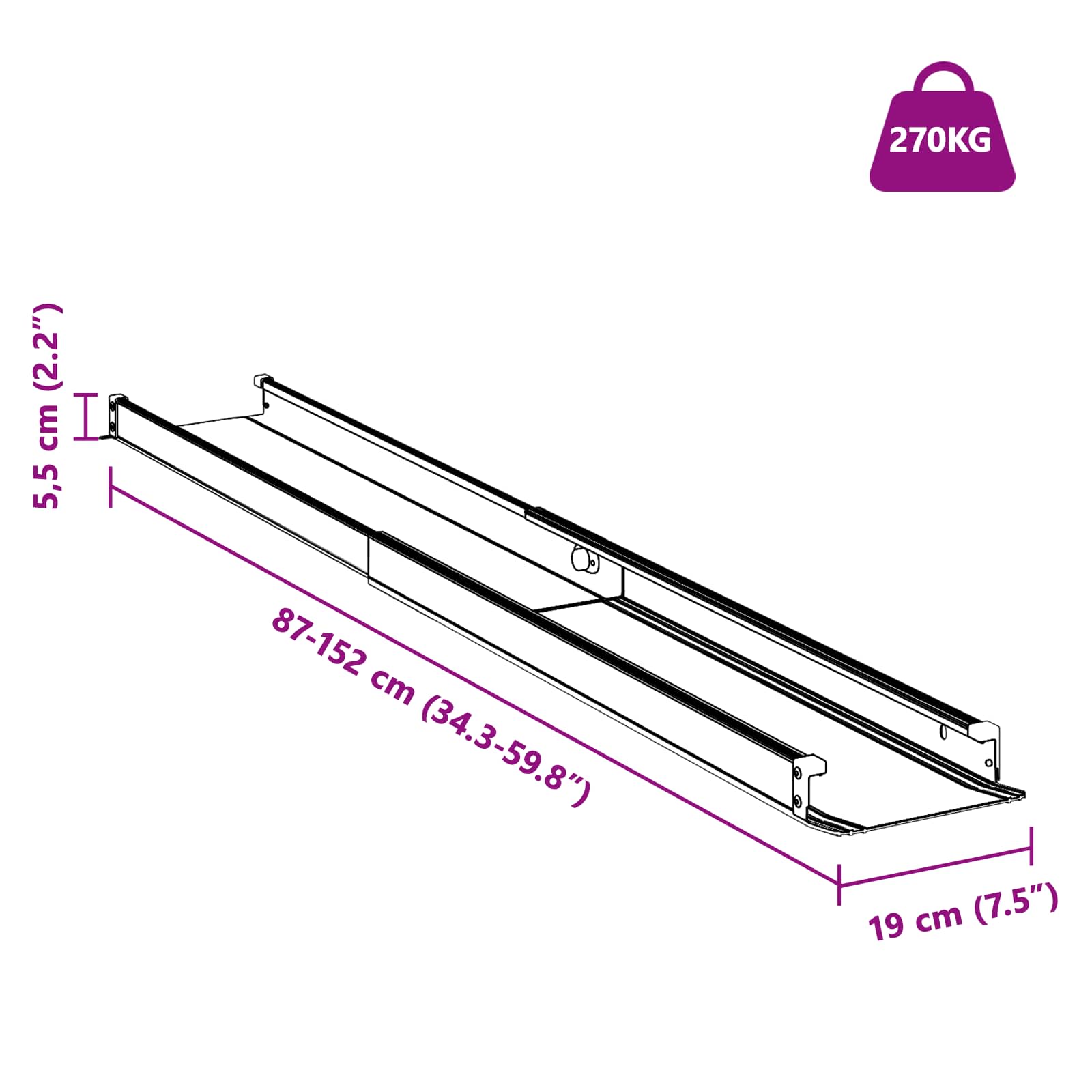 Rampă pentru scaun cu rotile 2 pcs Negru 152 x 19 x 5,5 cm GartenMobel Dekor