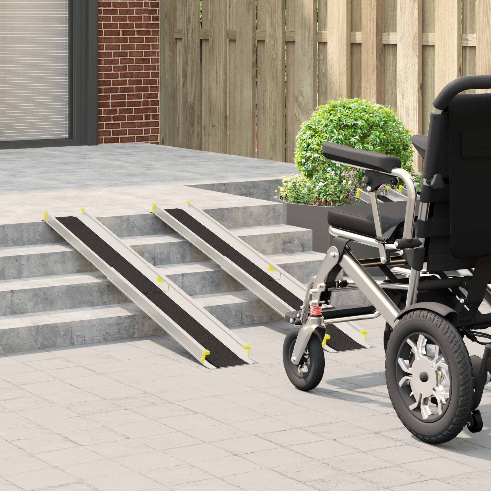 Rampă pentru scaun cu rotile 2 pcs Negru 152 x 19 x 5,5 cm GartenMobel Dekor