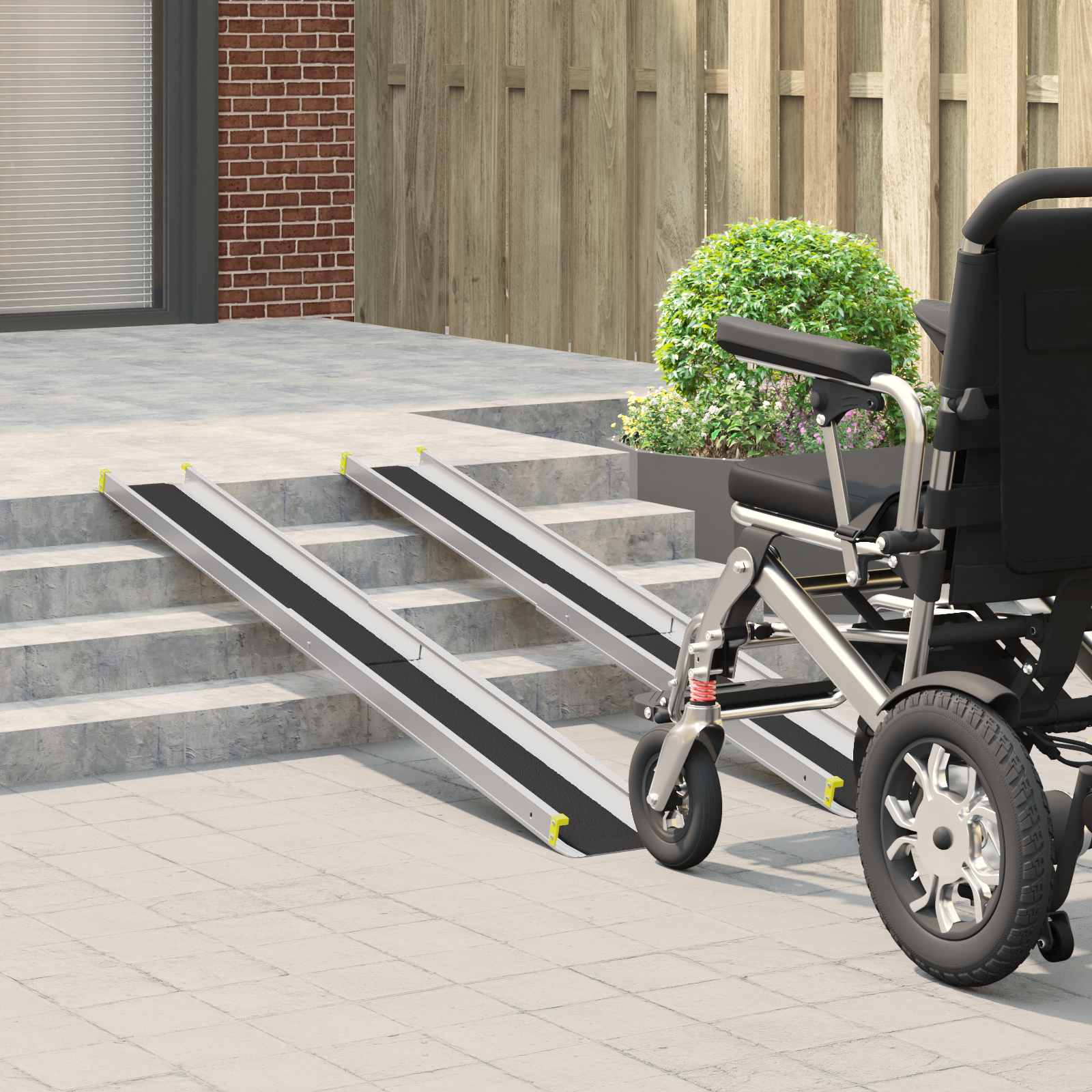 Rampă pentru scaun cu rotile 2 pcs Negru 184,5 x 18,5 x 5 cm GartenMobel Dekor