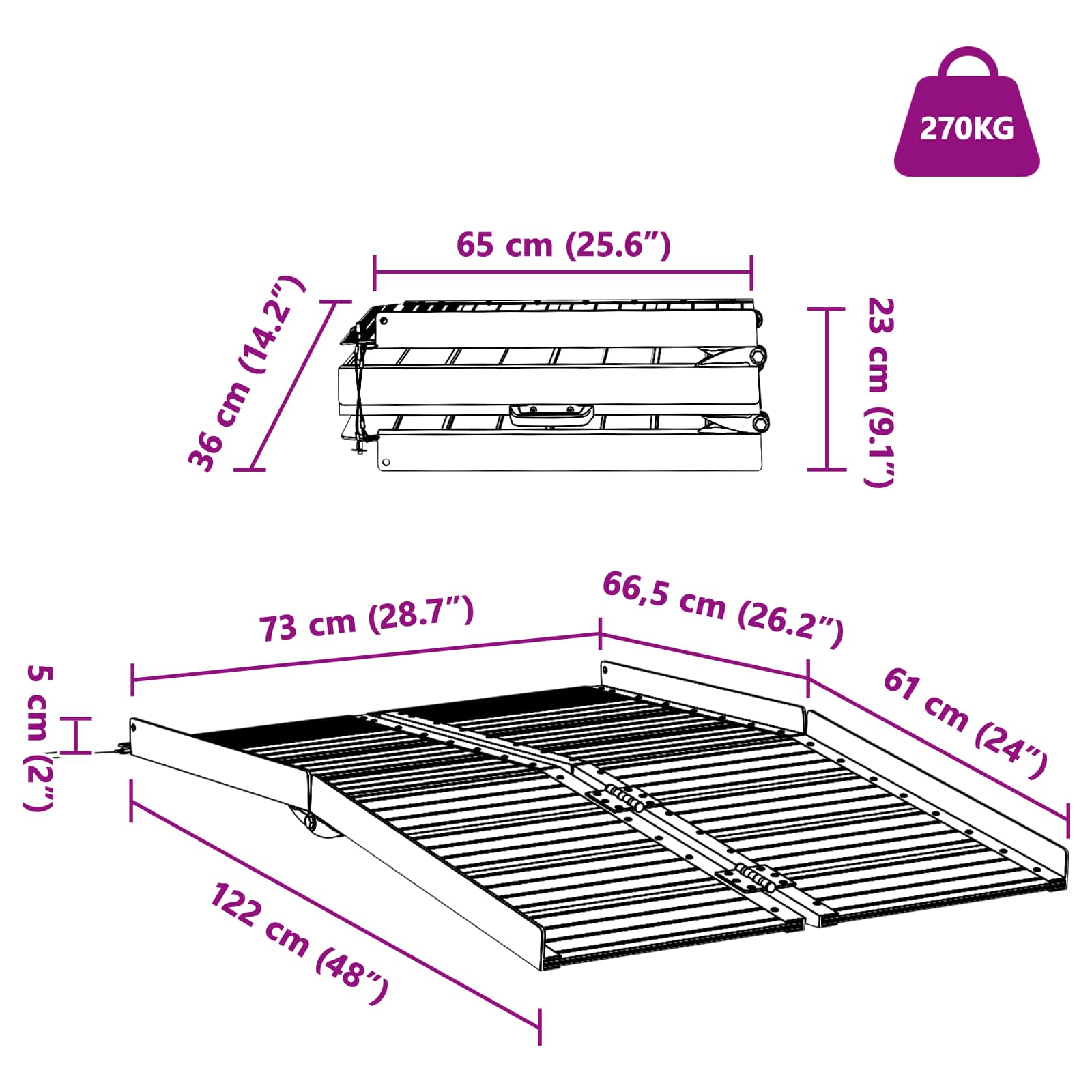 Rampă pentru scaun cu rotile Argintiu 122 x 73,5 x 11 cm GartenMobel Dekor