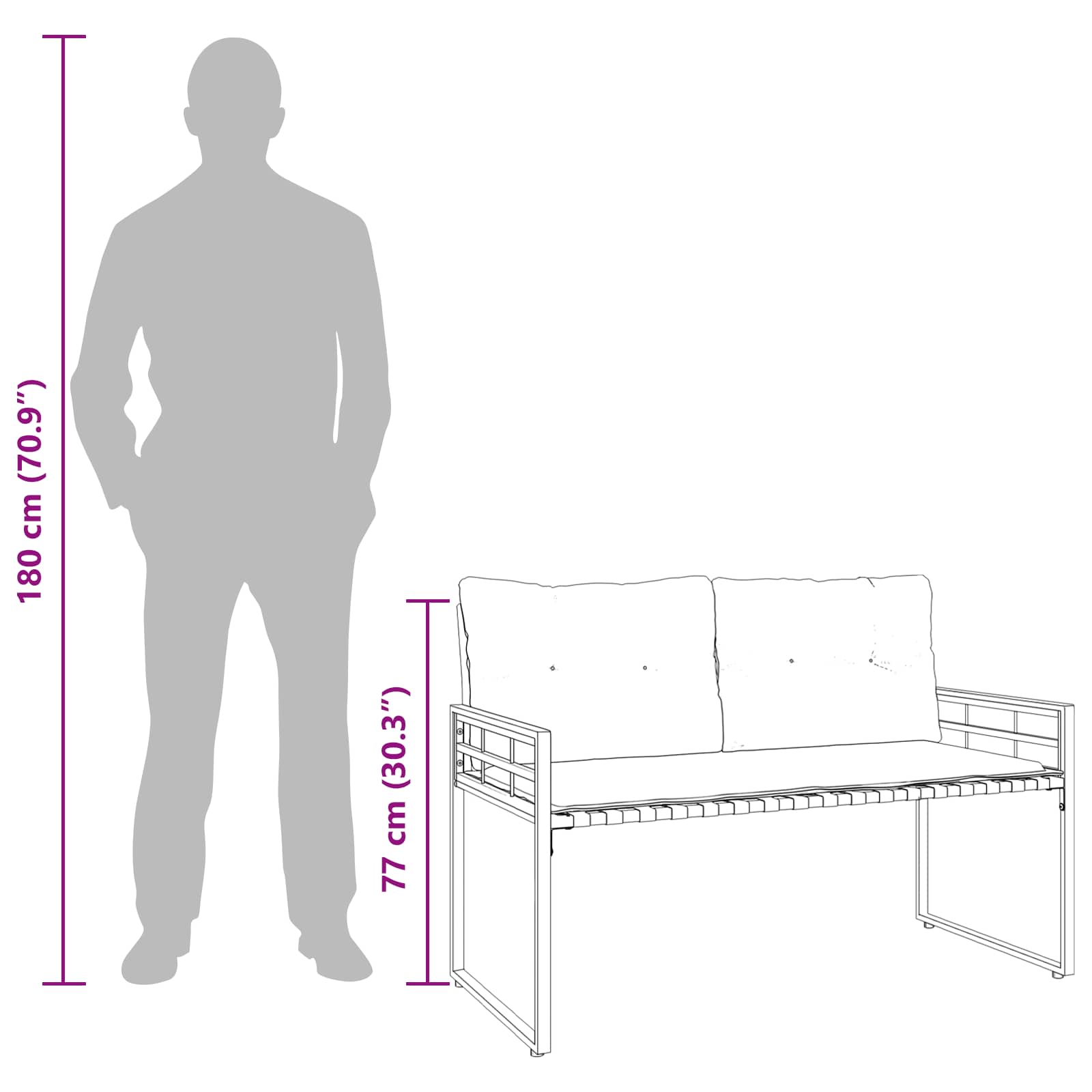 Bancă cu strat din lemn cu pernă Turcoaz 114 x 55 x 77 cm GartenMobel Dekor