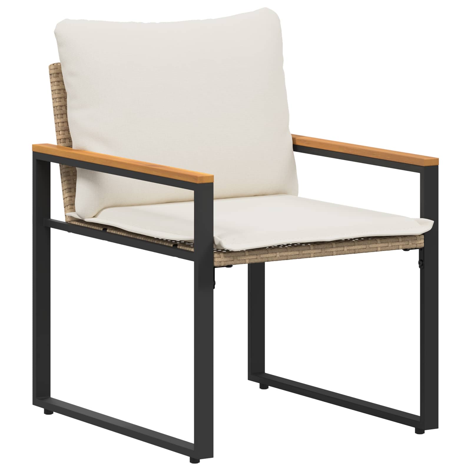 Seturi de mobilier cu pernă 3 pcs Bej și alb crem Ratan GartenMobel Dekor