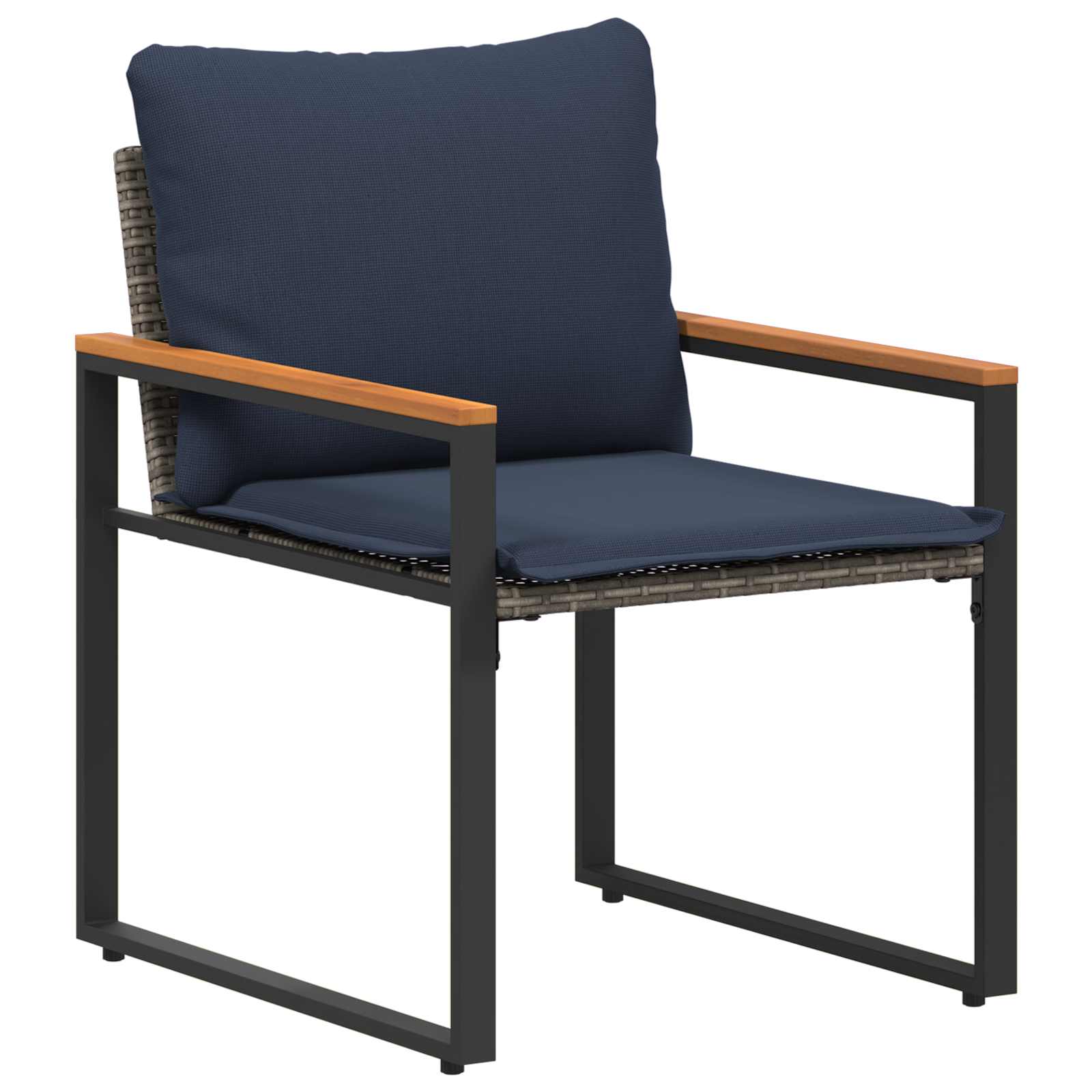 Seturi de mobilier cu pernă 3 pcs Gri și albastru marin Ratan GartenMobel Dekor