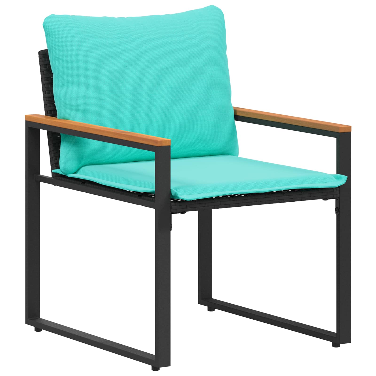 Seturi de mobilier cu pernă 3 pcs Negru și Turcoaz Ratan GartenMobel Dekor