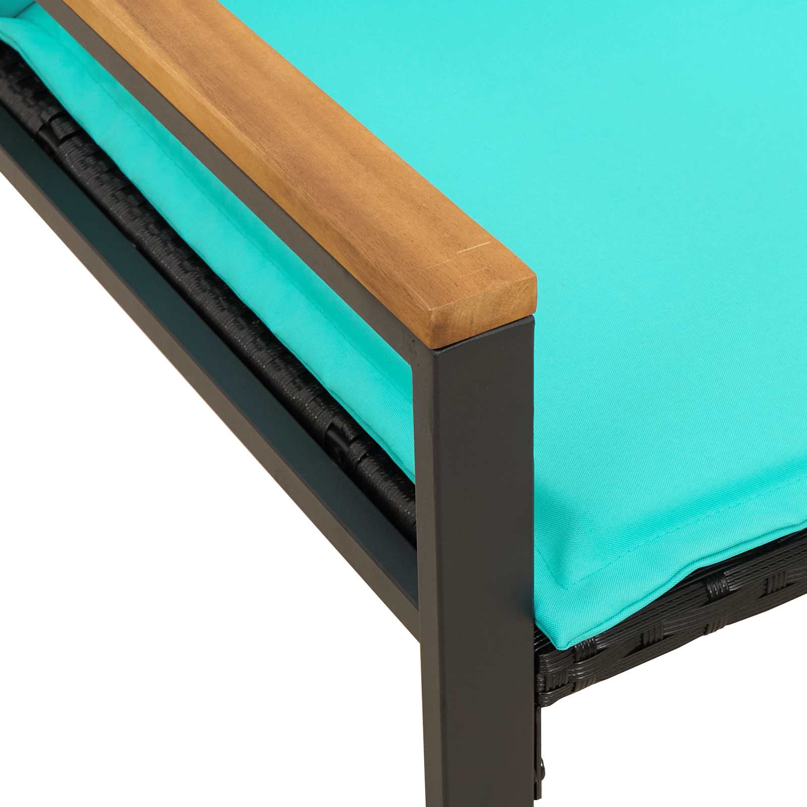 bancă cu pernă Negru și Turcoaz 115 x 65 x 72 cm Ratan GartenMobel Dekor