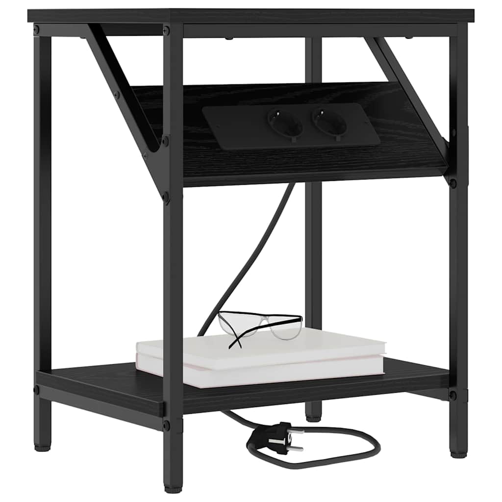 Dulap de noapte 2 pcs Stejar Negru 38 x 30 x 48 cm GartenMobel Dekor