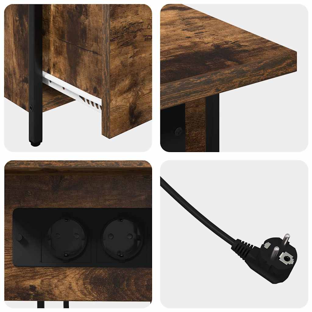 Dulap de noapte Stejar fumuriu 60 x 30 x 61 cm Lemn compozit GartenMobel Dekor