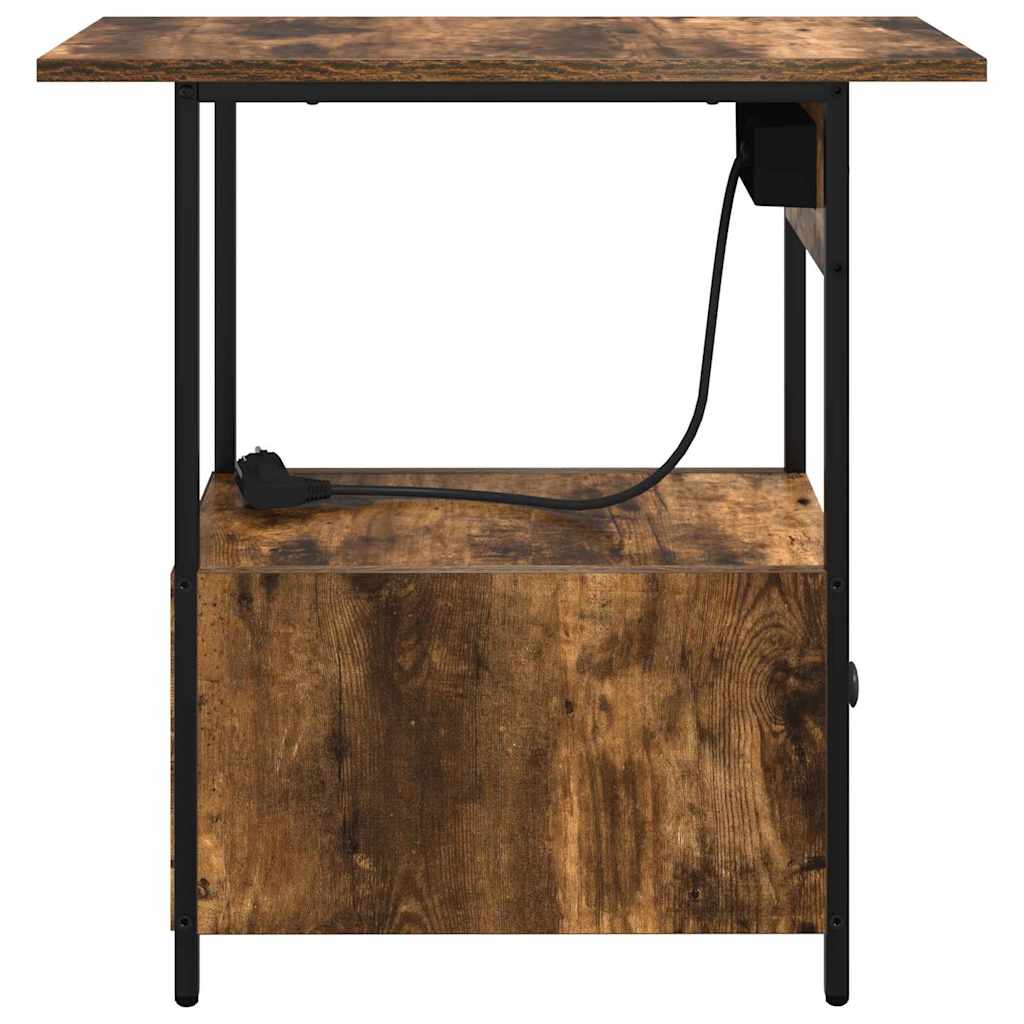 Dulap de noapte Stejar fumuriu 60 x 30 x 61 cm Lemn compozit GartenMobel Dekor