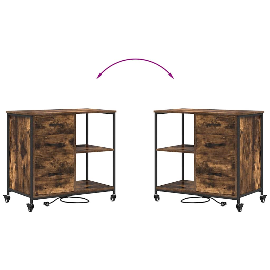 Dulap de birou Stejar afumat 76 x 41 x 72 cm Lemn compozit GartenMobel Dekor