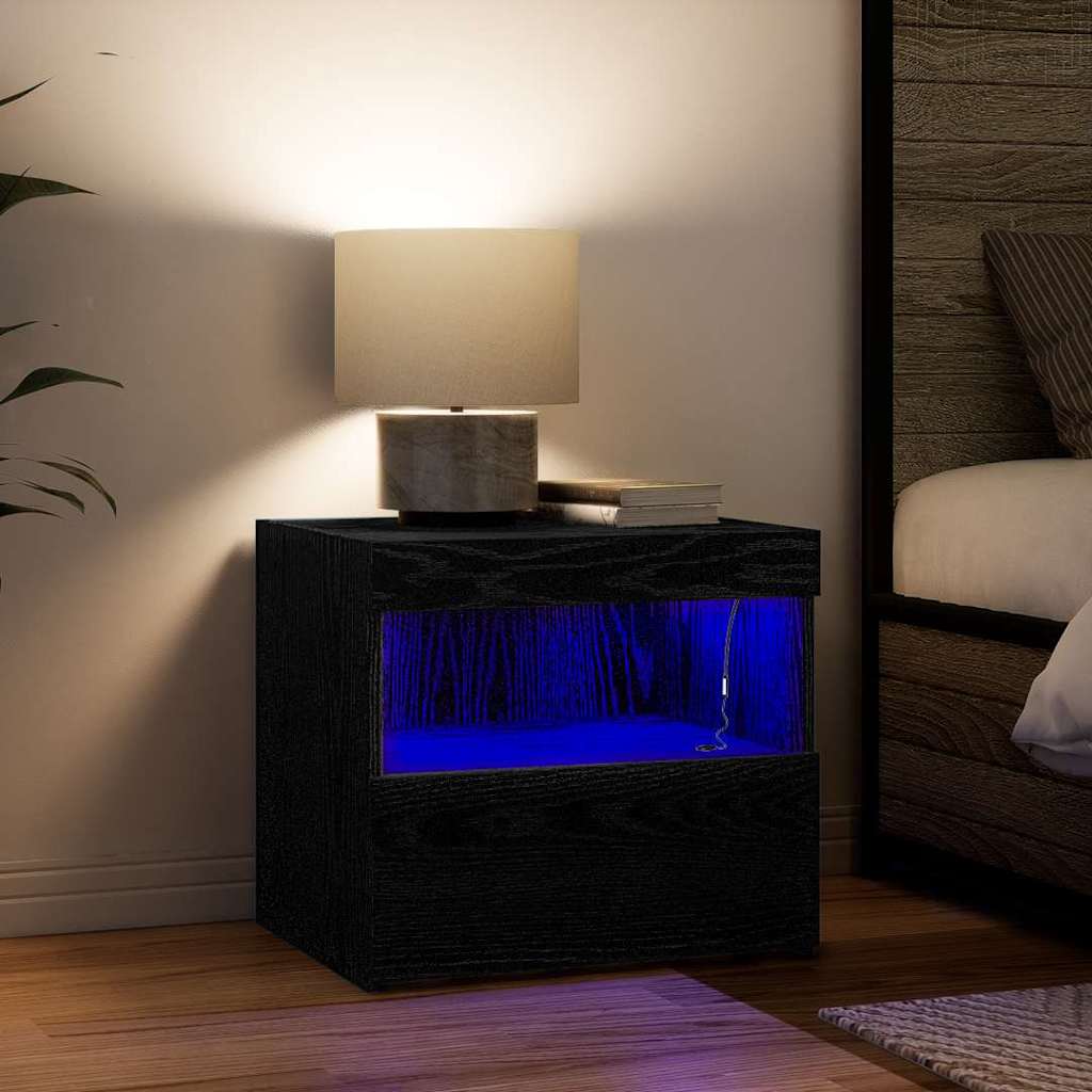 Dulap de noapte cu sertar 2 pcs Stejar Negru 50 x 40 x 45 cm GartenMobel Dekor