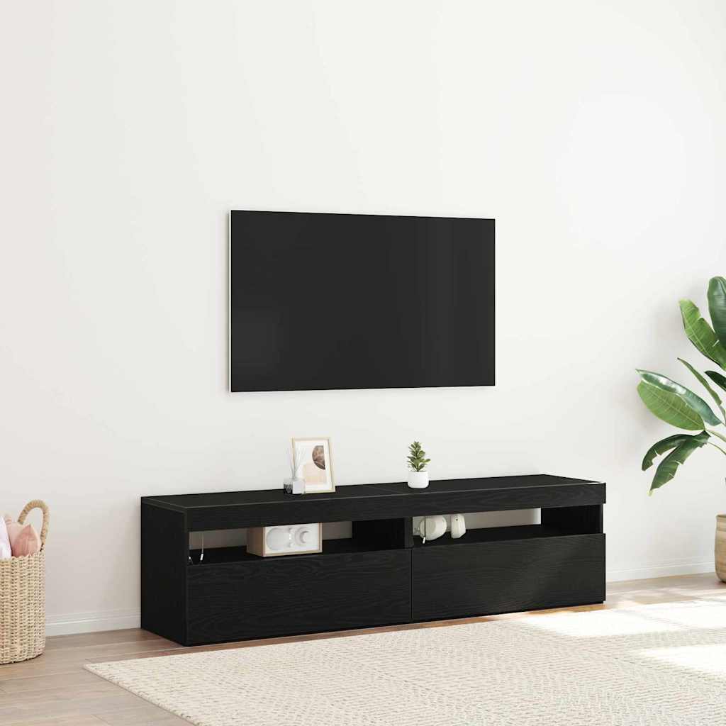 Cabinet TV 2 pcs Stejar Negru 75 x 35 x 40 cm Lemn compozit GartenMobel Dekor