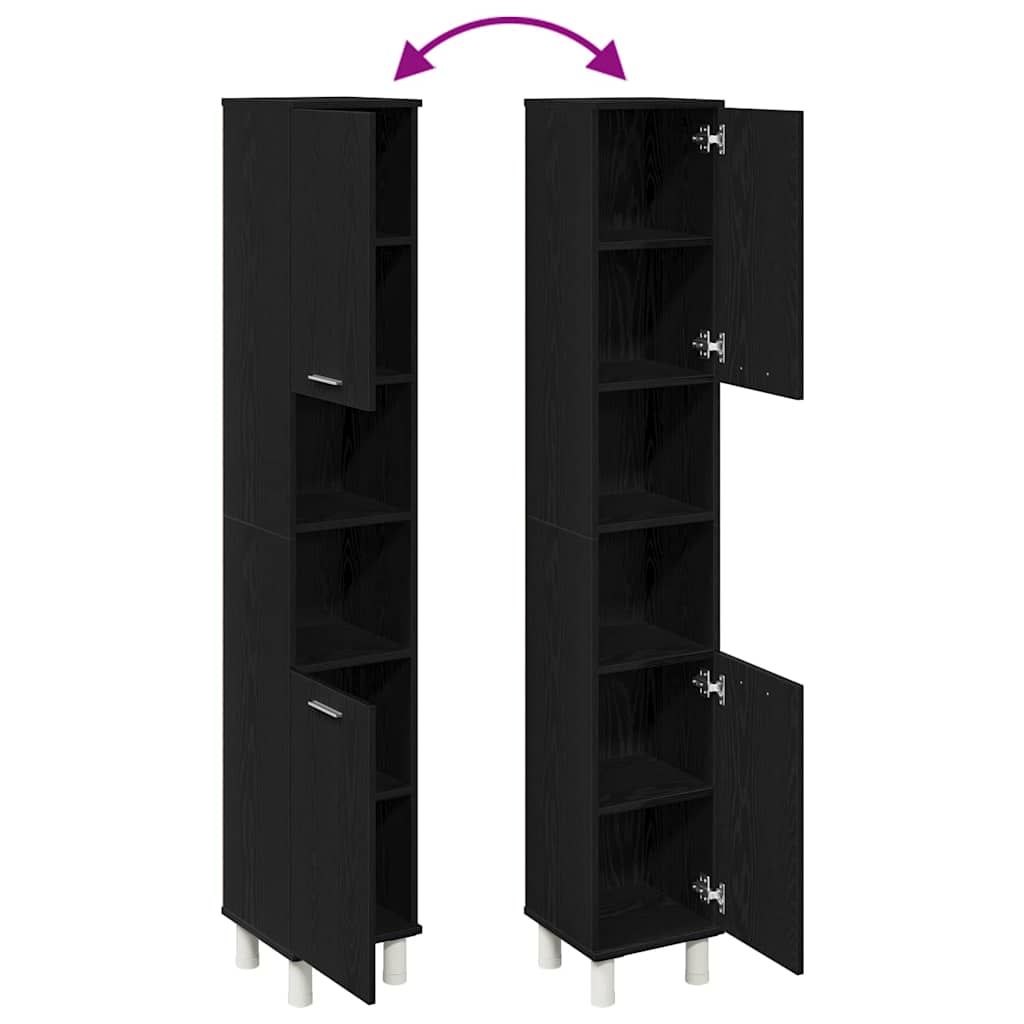 Dulap de Baie Stejar Negru 30 x 30 x 179 cm Lemn compozit GartenMobel Dekor