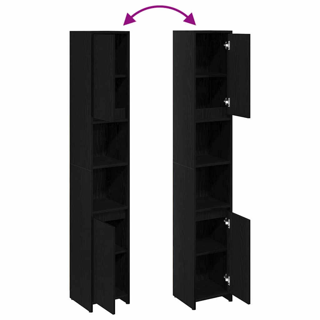 Dulap de Baie Stejar Negru 30 x 30 x 183,5 cm Lemn compozit GartenMobel Dekor