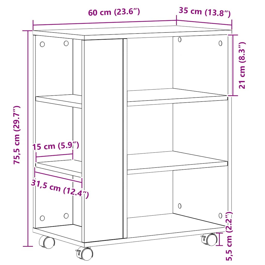 Dulap de depozitare Stejar Negru 60 x 35 x 75 cm Lemn compozit GartenMobel Dekor