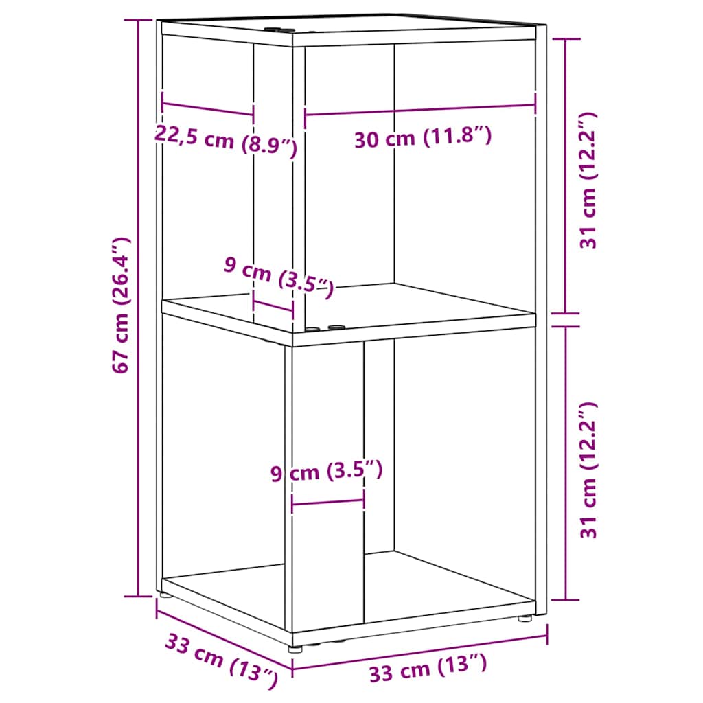 Rafturi de colț Stejar Negru 33 x 33 x 67 cm Lemn compozit GartenMobel Dekor
