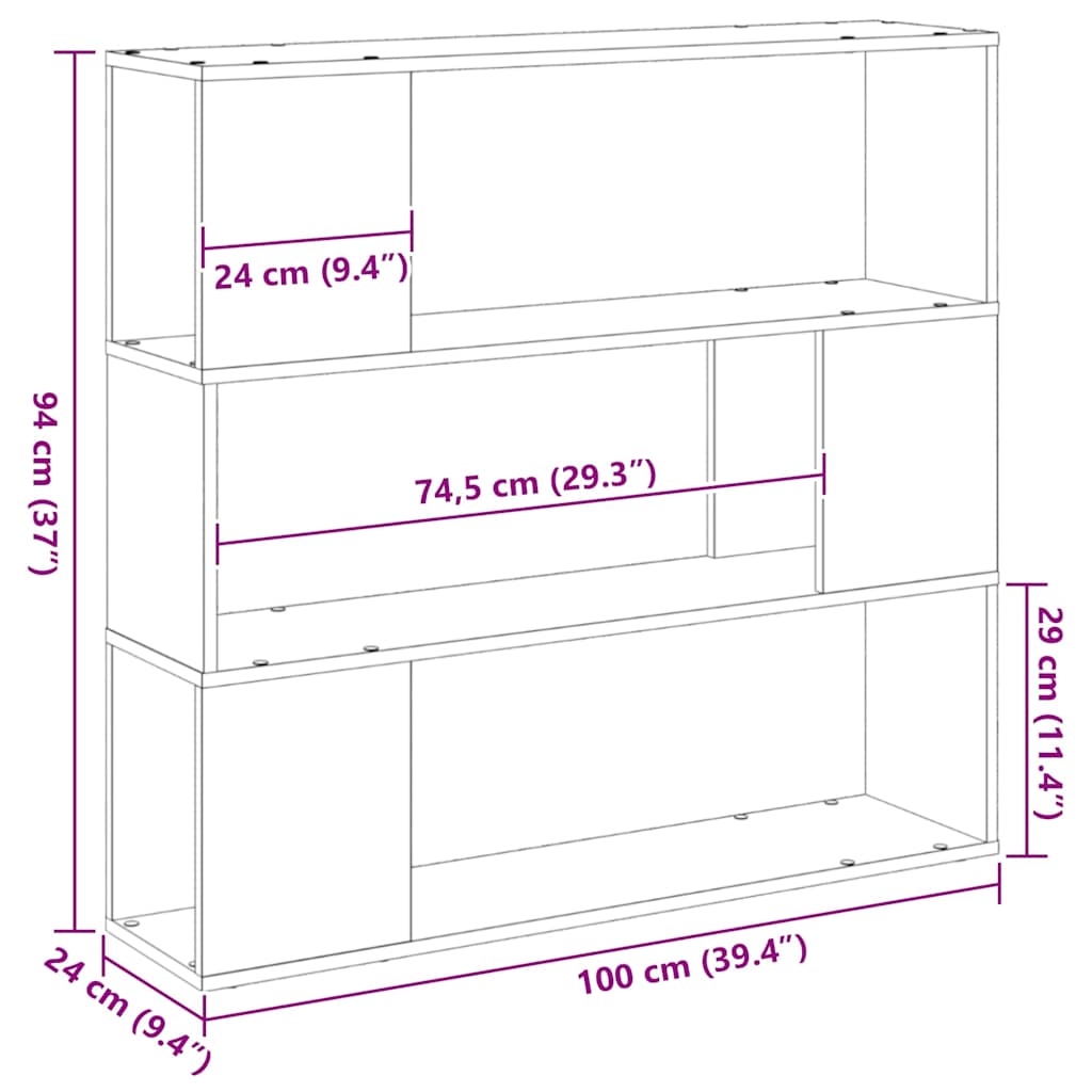 Set comodă TV Stejar Negru 100 x 24 x 94 cm Lemn compozit GartenMobel Dekor