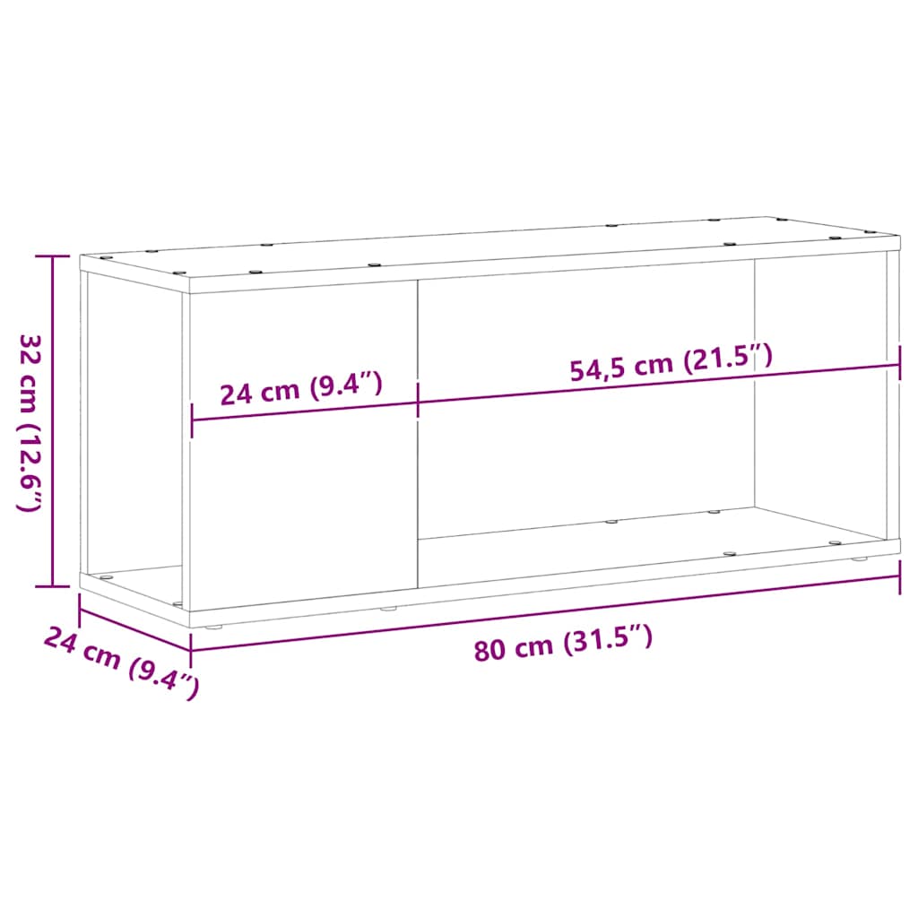 Set comodă TV Stejar Negru 80 x 24 x 32 cm Lemn compozit GartenMobel Dekor