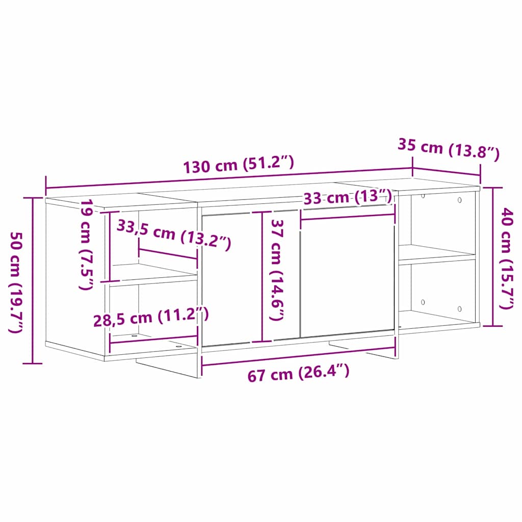 Cabinet TV Stejar Negru 120 x 30 x 40,5 cm Lemn compozit GartenMobel Dekor