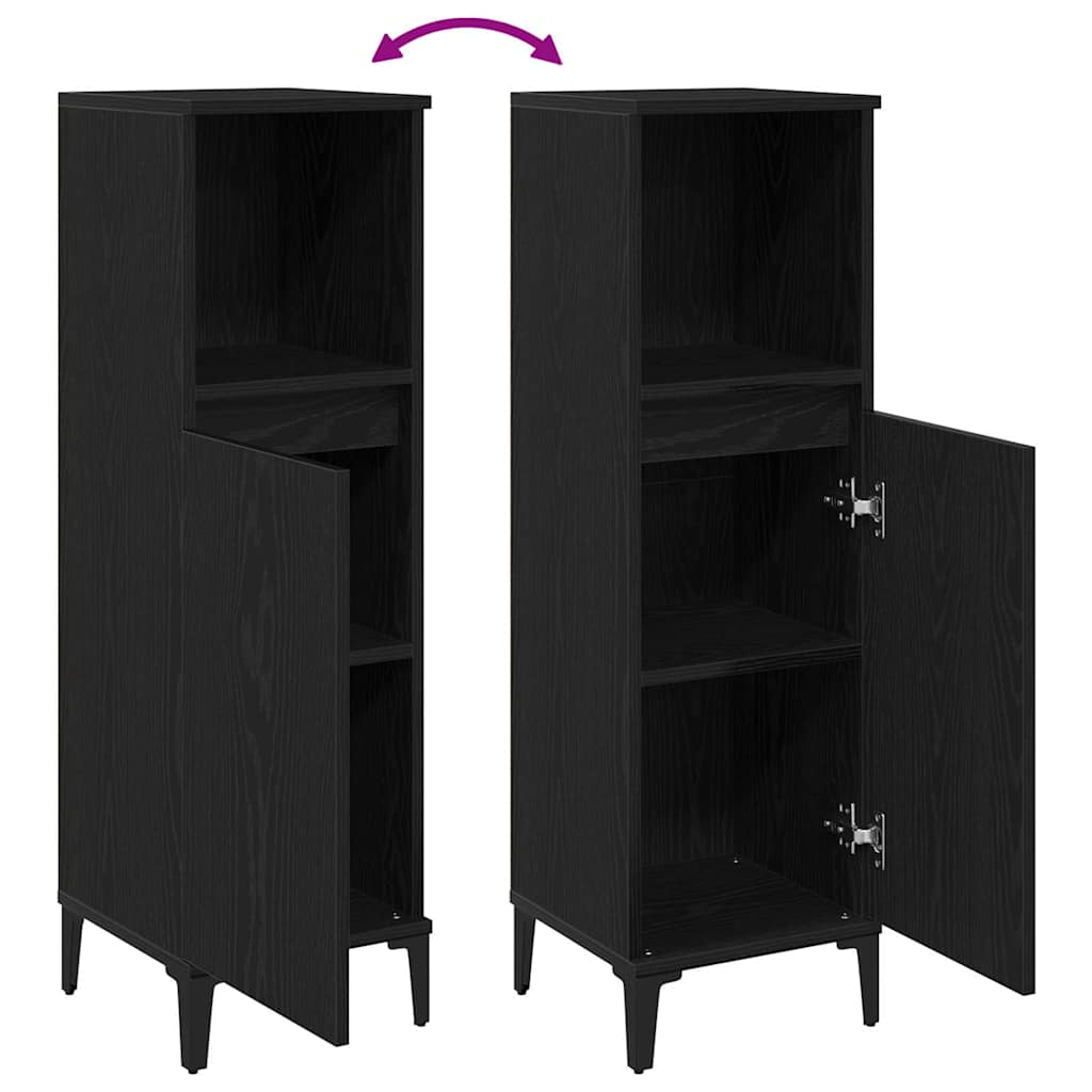 Dulap de Baie Stejar Negru 30 x 30 x 100 cm Lemn compozit GartenMobel Dekor