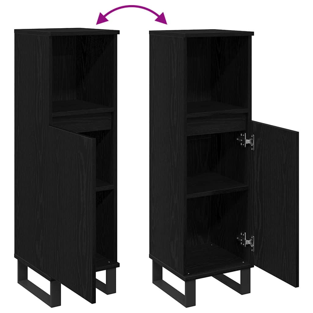 Dulap de Baie Stejar Negru 30 x 30 x 100 cm Lemn compozit GartenMobel Dekor