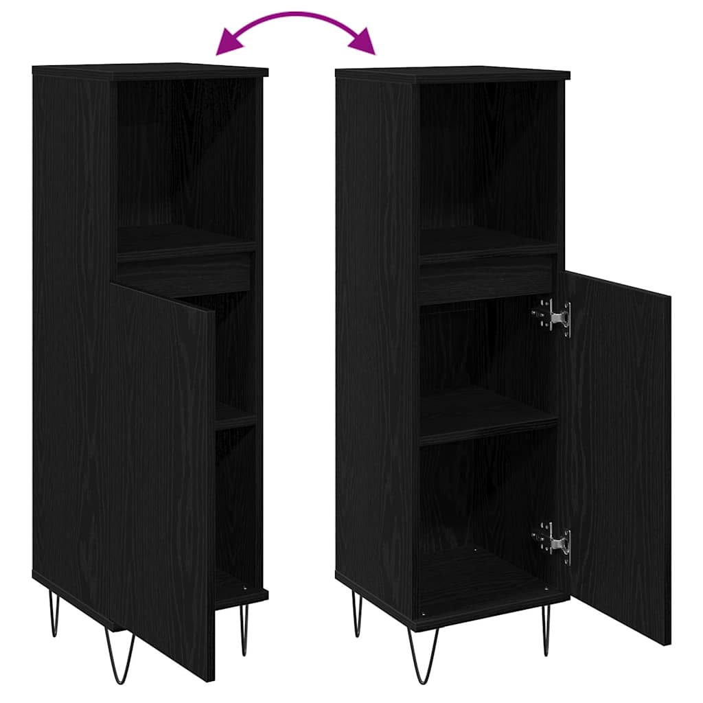 Dulap de Baie Stejar Negru 30 x 30 x 100 cm Lemn compozit GartenMobel Dekor