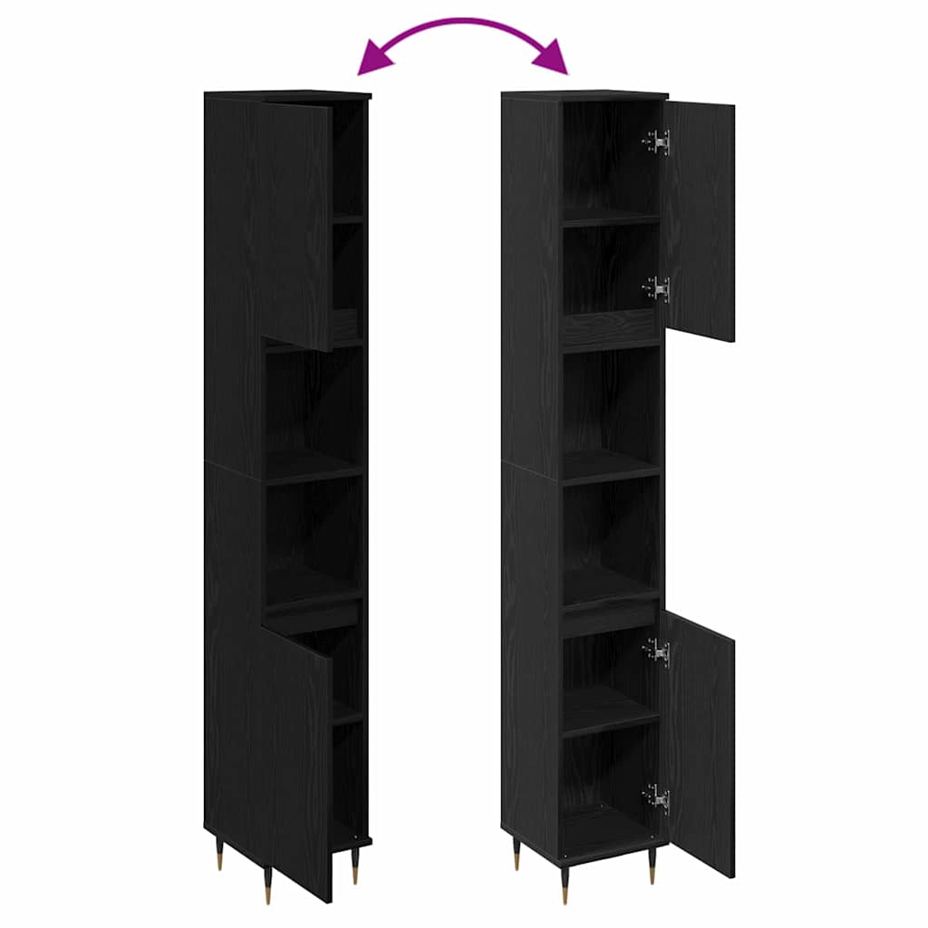 Dulap de Baie Stejar Negru 30 x 30 x 190 cm Lemn compozit GartenMobel Dekor