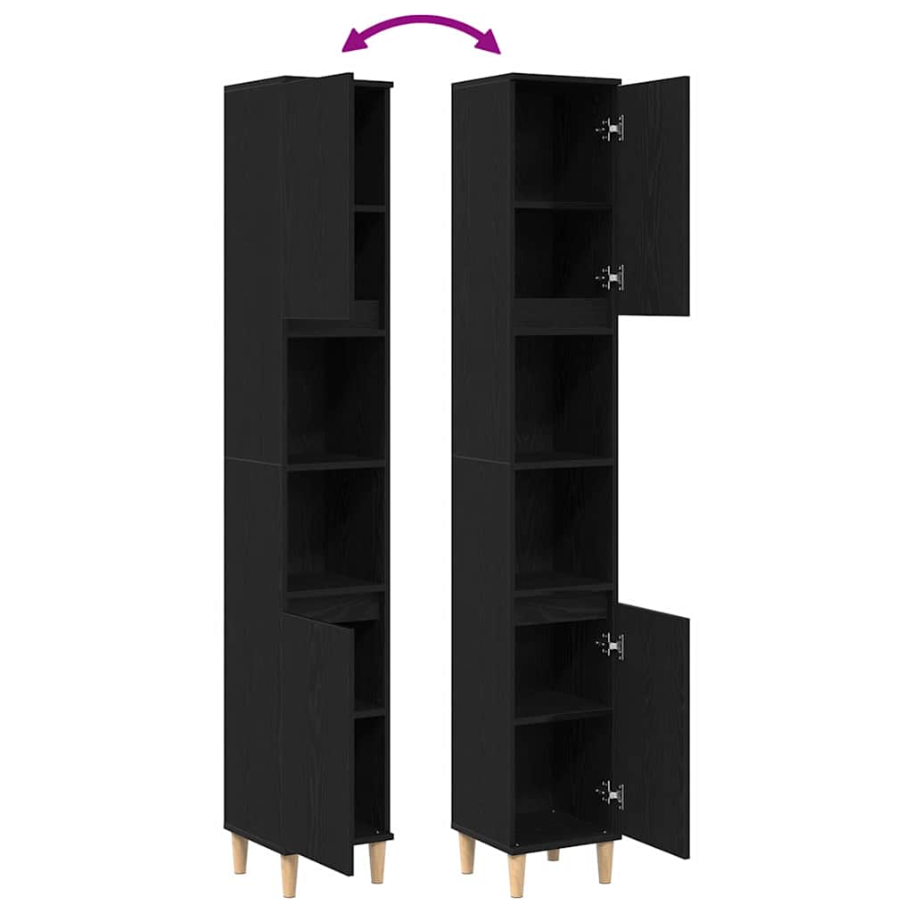 Dulap de Baie Stejar Negru 30 x 30 x 190 cm Lemn compozit GartenMobel Dekor