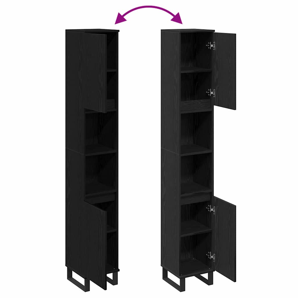 Dulap de Baie Stejar Negru 30 x 30 x 190 cm Lemn compozit GartenMobel Dekor