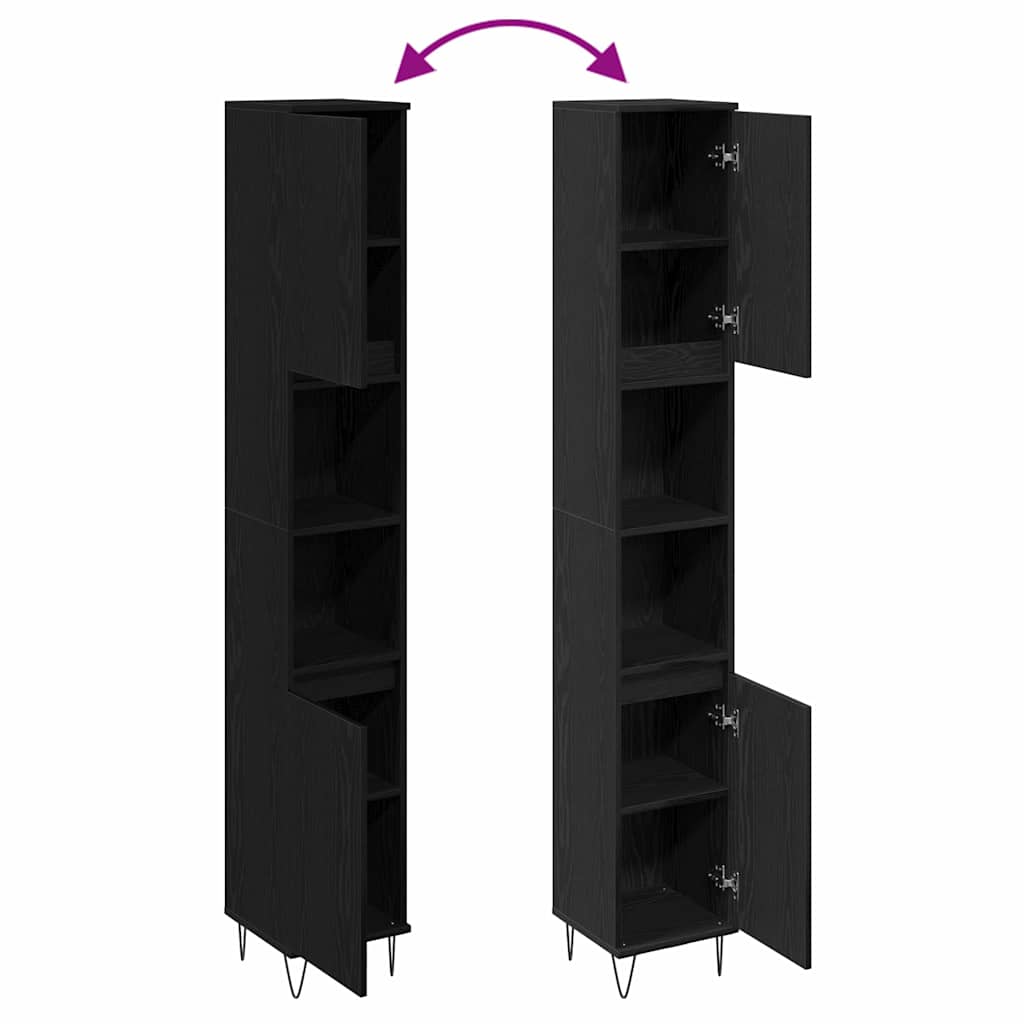 Dulap de Baie Stejar Negru 30 x 30 x 190 cm Lemn compozit GartenMobel Dekor