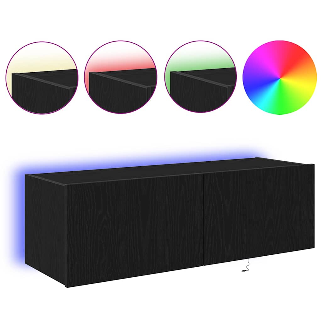 Dulap TV de perete 2 pcs Stejar Negru 100 x 35 x 31 cm GartenMobel Dekor