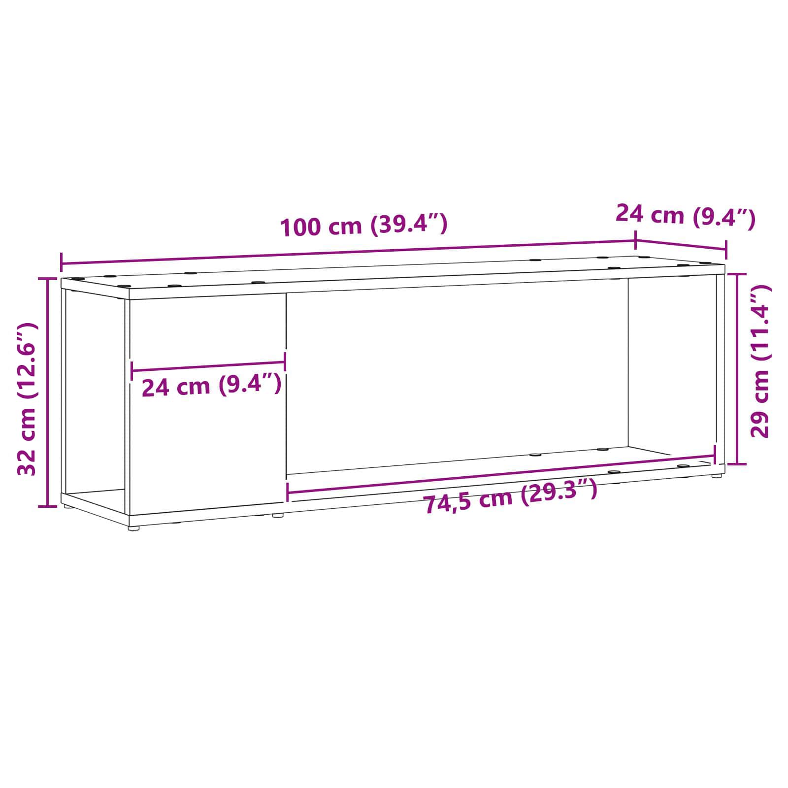 Set comodă TV Pe perete Negru 100 x 24 x 63 cm Lemn compozit GartenMobel Dekor